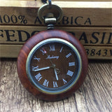 Red Wood Mechanical Pocket Watch