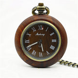 Red Wood Mechanical Pocket Watch